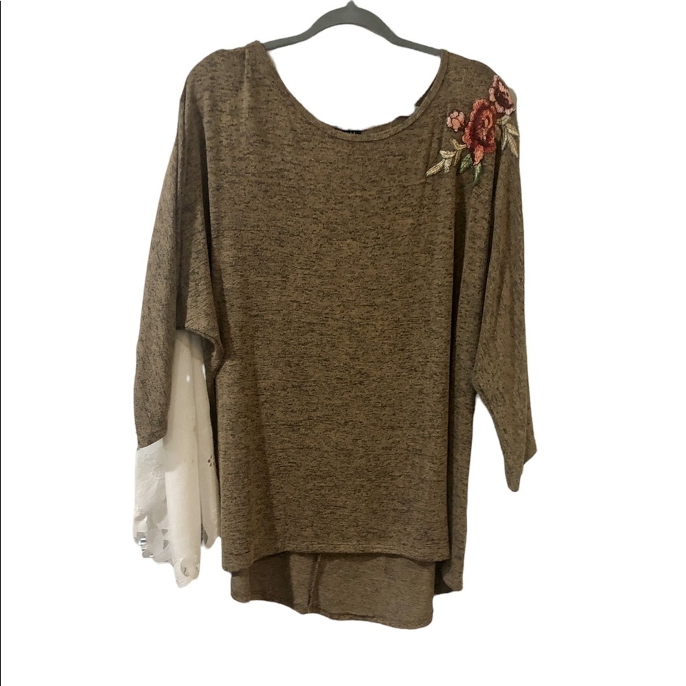 3/4 sleeve brown/black mix top